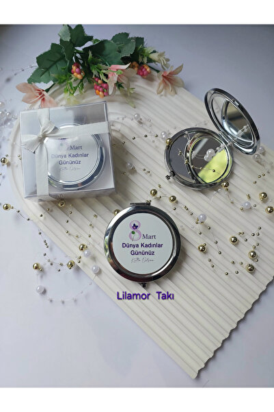 Lilamor 1 Adet 8 Mart Dünya Kadınlar Günü Hediyesi Metal Cep Aynası