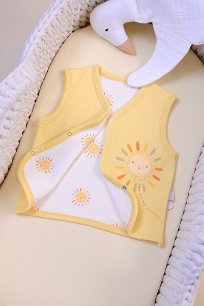 BABYLİM Newborn Vest with Sun Appliqué and Lining 100% Cotton- Unisex