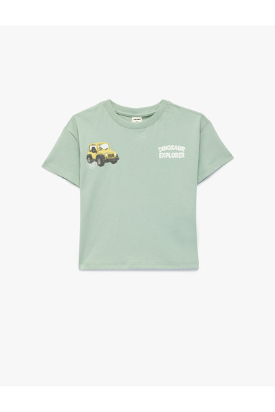 Koton Baby Boy Green Printed Cotton T-Shirt