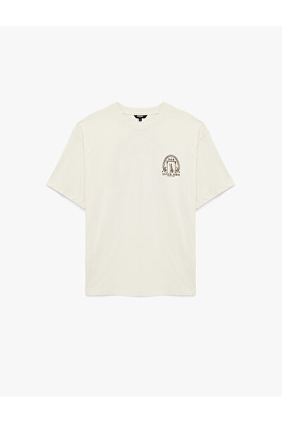 Koton Men'S Beige Back Printed T-Shirt