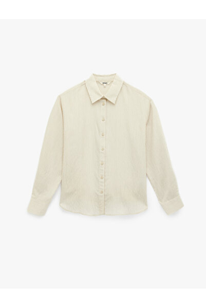 Koton Women'S Beige Stripe Striped Shirt