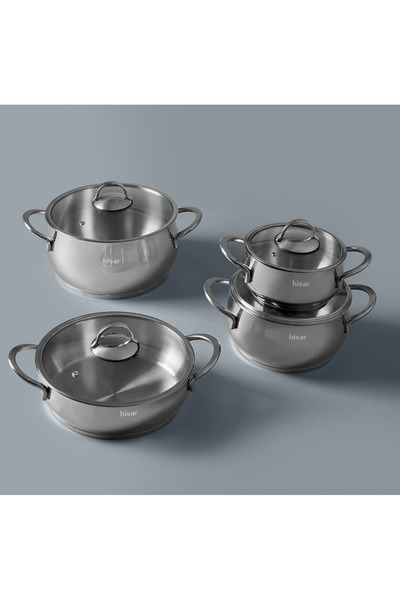 Hisar HSR-Hisar Verona 8 Parça Çelik Tencere Seti