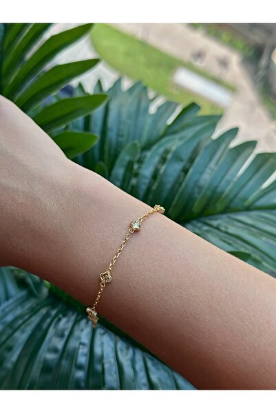 ARGENTAJEW 925 AYAR GÜMÜŞ GOLD MİNİ YONCA BİLEKLİK