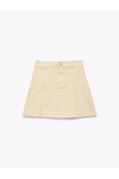 Koton Girl'S Beige Cotton Mini Skirt