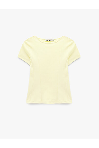 Koton تيشيرت نسائي أصفر للمراهقات بأكمام قصيرة