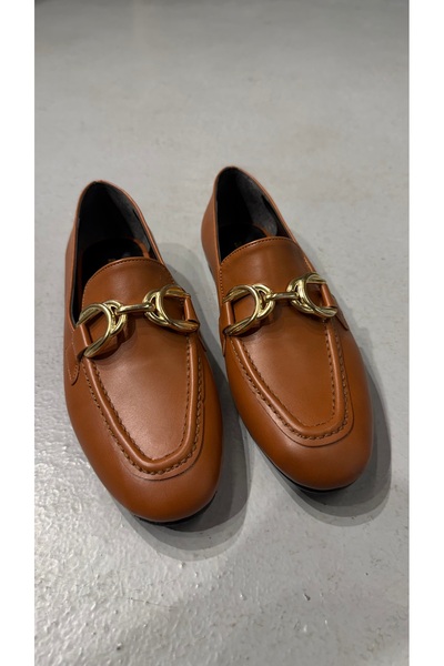 Eataly Shoes Balerini de damă cu cusături rotunde și detaliu cu cataramă aurie