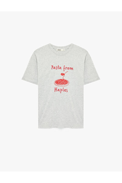 Koton Women'S Grey Melange Print Detail T-Shirt