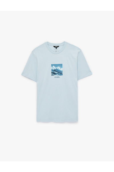 Koton Men'S Blue Printed T-Shirt