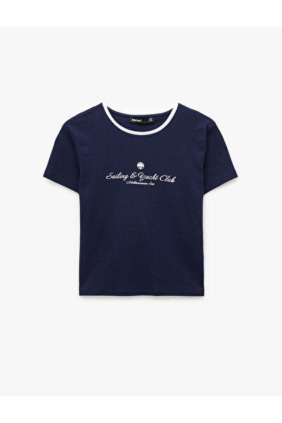 Koton Women'S Navy Cotton Printed T-Shirt