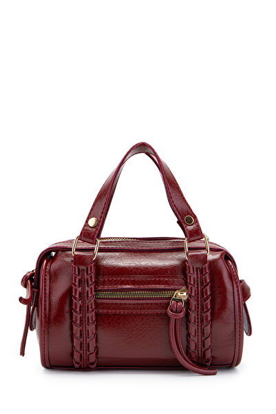 minebag Knitted and Pendant Detailed Jimmy Women's Crossbody Bag Burgundy