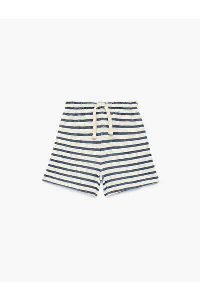 Koton Baby Boy Ecru Stripe Drawstring Waist Shorts