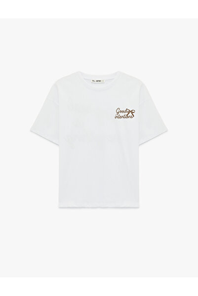 Koton Women'S Ecru Oversize T-Shirt