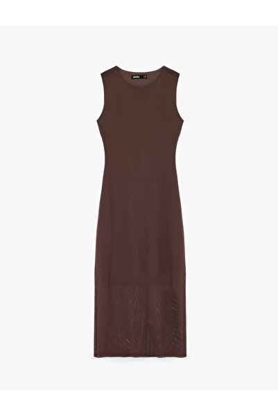 Koton Women'S Brown Midi Pencil Dress