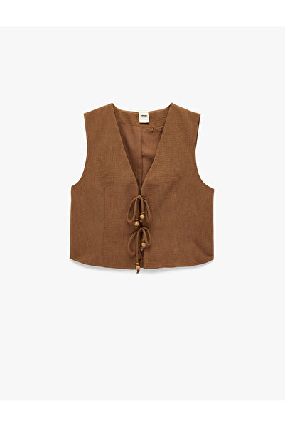 Koton Women'S Brown Crop Vest