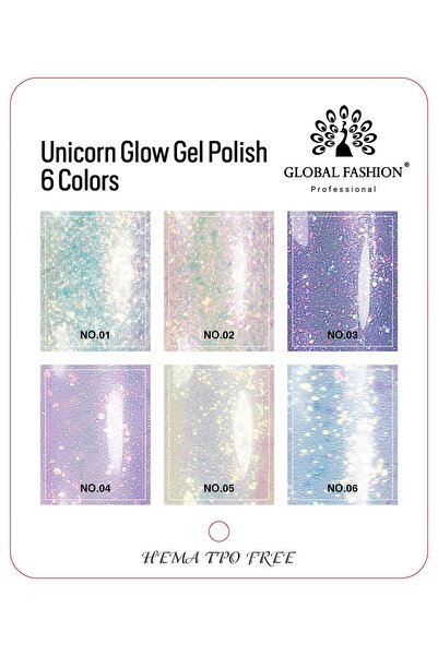 global fashion Set de 3 unități: Ojă semipermanentă Unicorn Glow 8 ml, 02