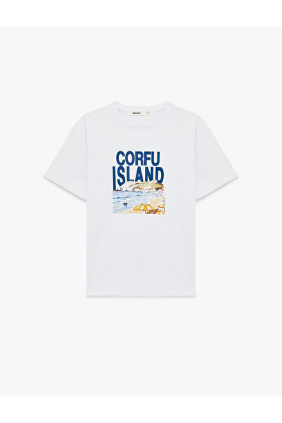 Koton Women'S White Printed T-Shirt