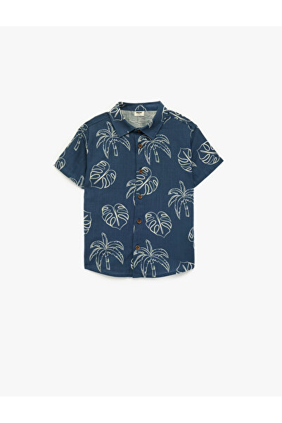 Koton Boy'S Blue Design Short Sleeve Shirt