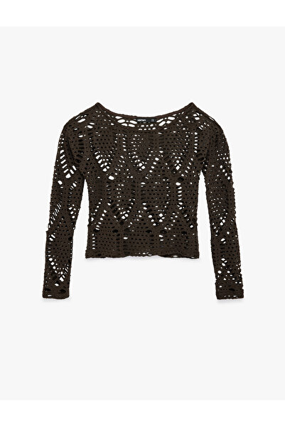 Koton Women'S Brown Crocheted T-Shirt