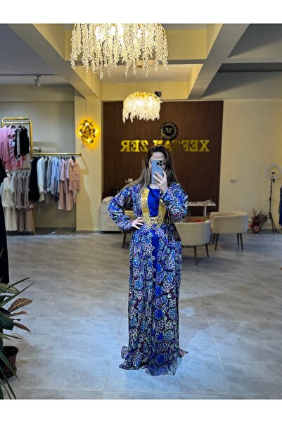 Xeftan zer Mavi taş işleme özel kaftan küpür