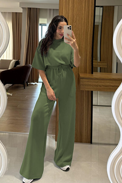 YAKAMEL Women's Modal Combed Flexible Short Sleeve High Waist Wide Leg Bottom...