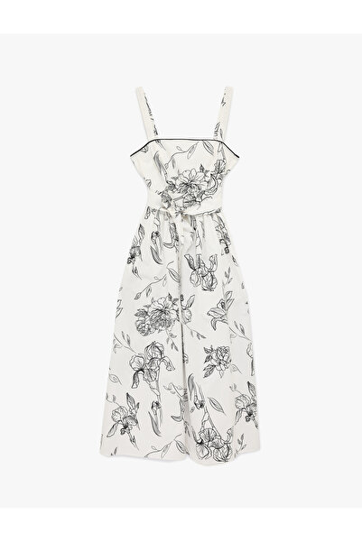 Koton Women'S White Design Poplin Floral Dress