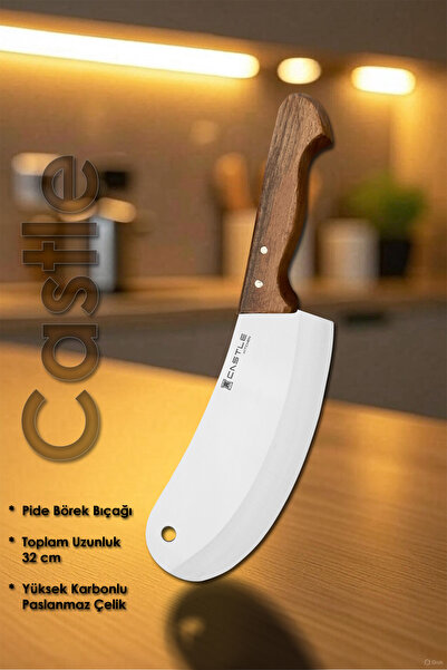 Castle Wood Serisi Ceviz Sap Mutfak Börek Pide Pizza Şef Bıçağı Et Ekmek Sebz...