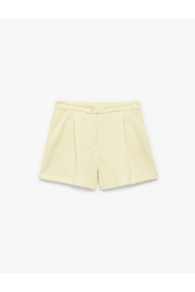 Koton Girl'S Yellow Tweed Mini Shorts