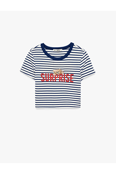 Koton Women'S Navy Stripe Printed T-Shirt