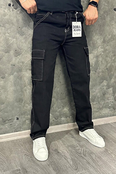 DORAJEANS Baggy Kargo Cepli Ters Dikiş Pantolon