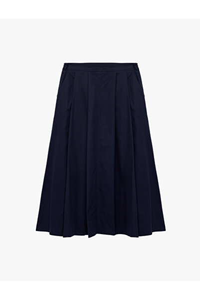 Koton Women'S Navy Midi Poplin Skirt
