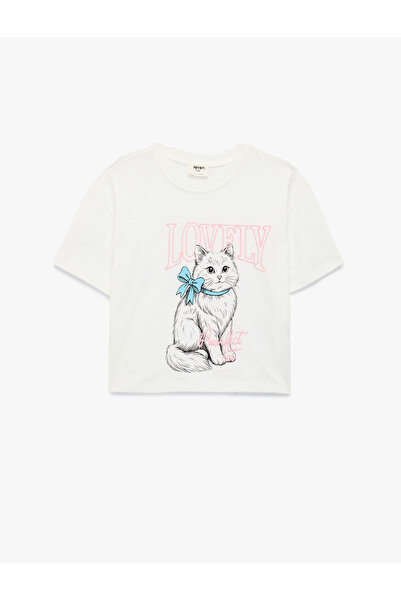 Koton Girl'S Ecru Girl'S Tshirt Ss