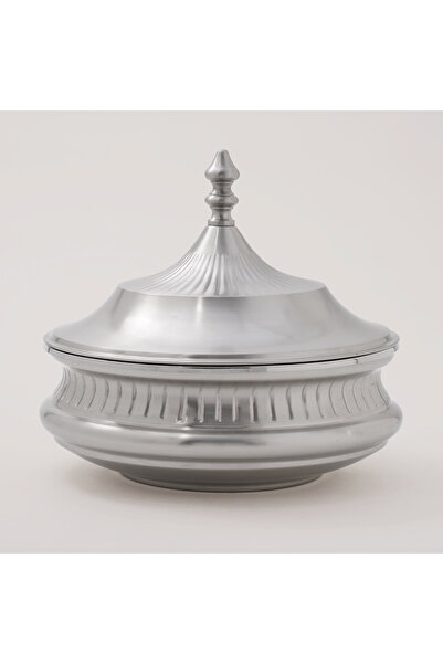 LA MESA حافظة طعام مطلية بالفضة غير اللامعة، 27×27×25 سم
