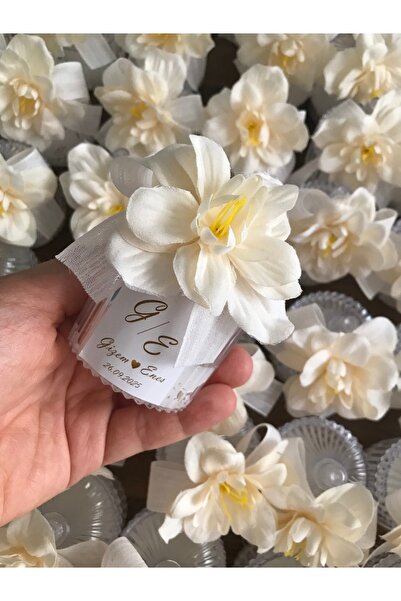 DECOR Çiçek Detaylı Mika Şekerlik Mum Söz, Nişan, Düğün, Kına, Nikah, Mevlüt ...