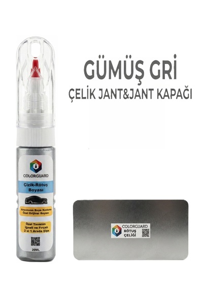 COLORGUARD Gümüş Gri Çelik Jant Rötuş Boyası 2 si 1 Arada İğneli & Fırçalı ve...