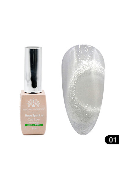 global fashion Set de 3 unități: Ojă semipermanentă ochi de pisică Rose Spark...