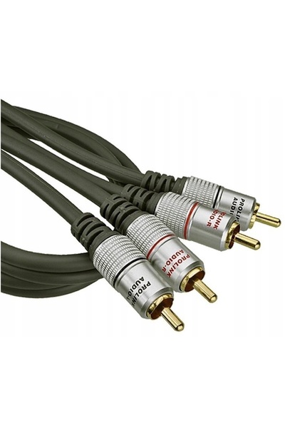 OEM RCA cable male plug x2 on both sides 3m black PROLINK TCV4270-3.0