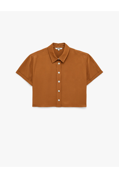 Koton Women'S Brown Viscose Crop Shirt