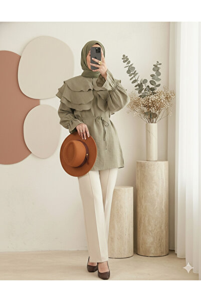 bellura Wide-Collar Tunic with Elasticated Ankles and Tieable Waist