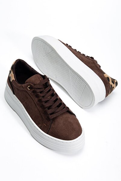 Hayalimdeki Ayakkabı Women's Bitter Brown Suede Poly Sole Leopard Patterned L...