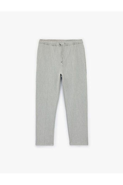 Koton Men'S Grey Drawstring Classic Trousers