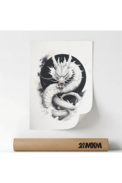 21mxm Poster 'Dragon 01' Pe Panza Mata – Design Minimalist, A4 (21 x 29.7 cm)...