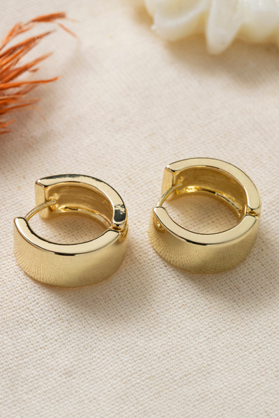 Elika Silver Kalın Halka Küpe 14K Altın Kaplama