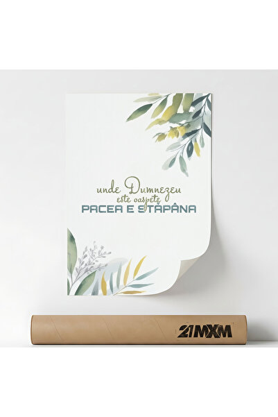 21mxm Poster Deco, Citat crestin "Unde Dumnezeu este oaspete", textil, A3 (29...