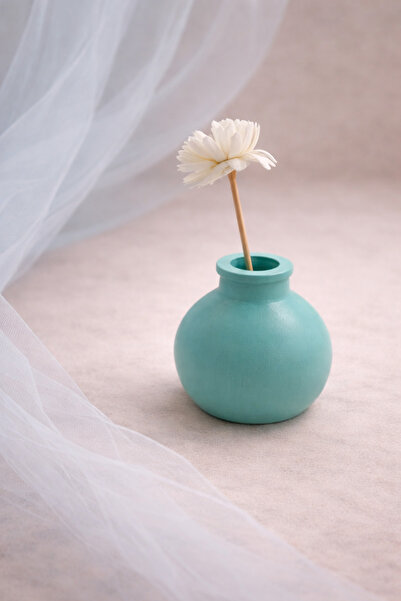 Atiye Studio مزهرية مستديرة صغيرة مصنوعة يدويًا من مسحوق الحجر - مزهرية زخرفي...