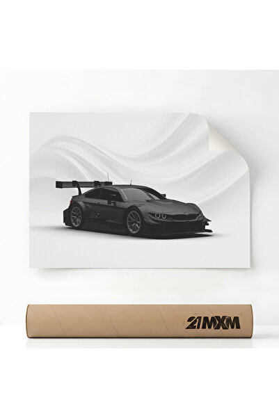 21mxm Poster Auto - 1543 M4 DTM 2015 Mașină de curse - Negru - față – Minimal...