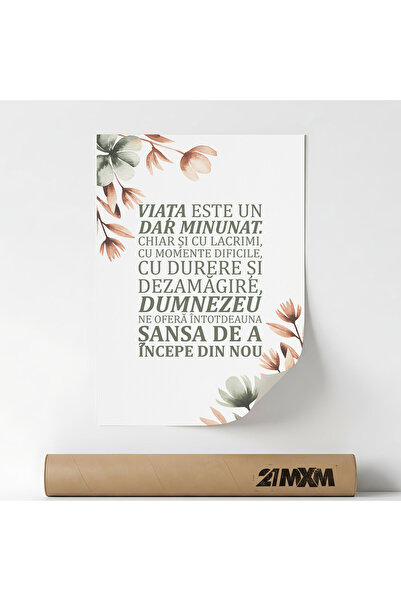 21mxm Poster 'Sansa De A Incepe Din Nou' Pe Panza Mata – Design Minimalist, F...
