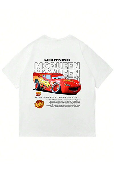 Mad&Calf Μπλουζάκι Unisex με στάμπα Lightning Mcqueen, με λαιμόκοψη ποδηλάτου...