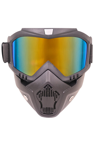 GP KOMPOZİT Msk001 Enduro / Off-Road Masked Mirrored Motorcycle Goggles Gold