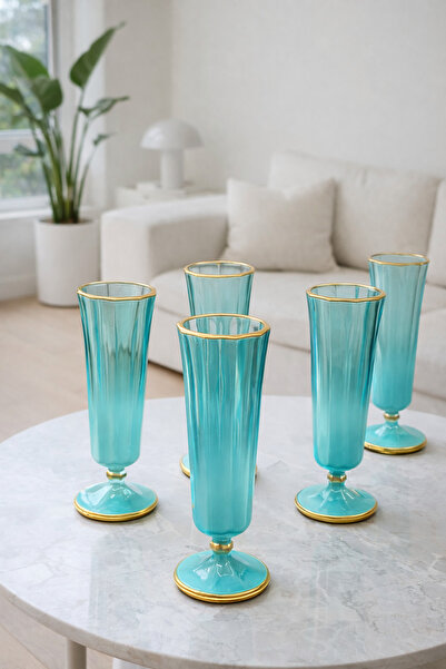 YzHome 6-Piece Glass Flute Colored Coffee Cup 150ml