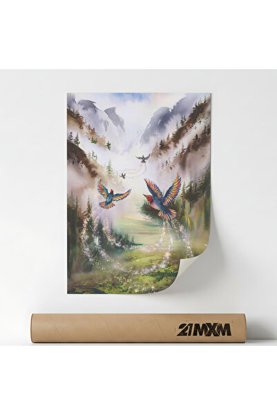 21mxm Poster decorativ, ilustratie artistica, Birds, Fara Rama